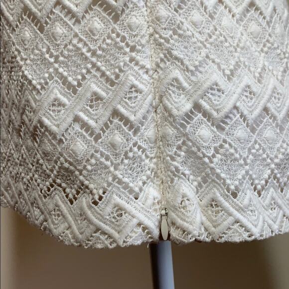 Talbots Short-Sleeve Blouse Cream Lace with Black Trim Size 8 - Picture 4 of 7